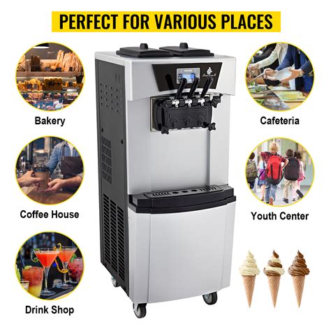 VEVOR Commercial Ice Cream Machine, 20-30L/H Yield, 2+1 Flavors Soft ...