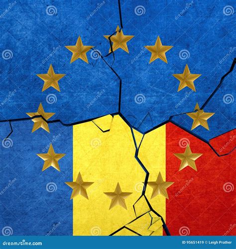 European Union and Romanian Flags Stock Illustration - Illustration of ...