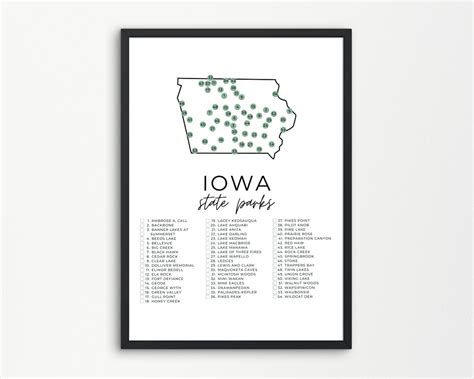 Iowa State Park Map Printable | State Park Checklist | State Parks ...