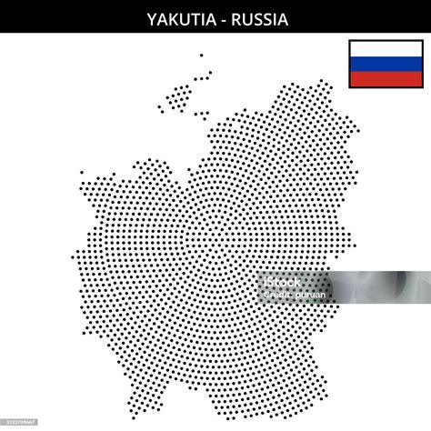 Medium Circular Dotted Map Of Yakutia In Russia Stock Illustration - Download Image Now ...