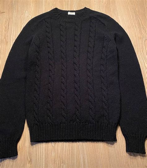 Saint Laurent Paris FW15 Black Cable Knit Sweater | Grailed | Black ...