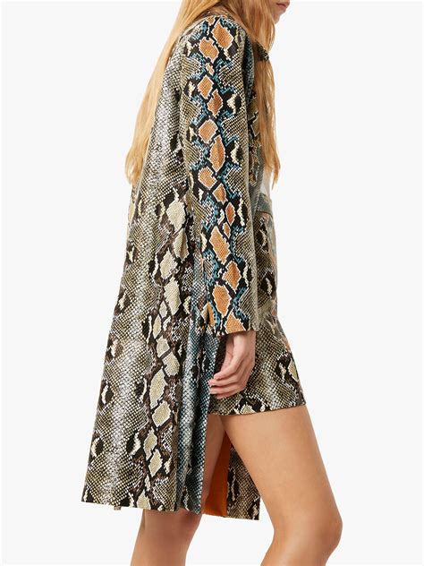 French Connection Adila Faux Leather Mac, Mixed Reptile Multi