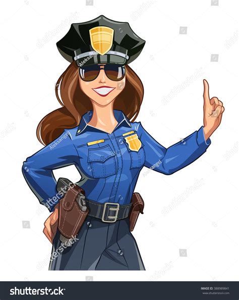 Beautiful Girl Policeofficer Uniform Vector Illustration: Vector có sẵn ...