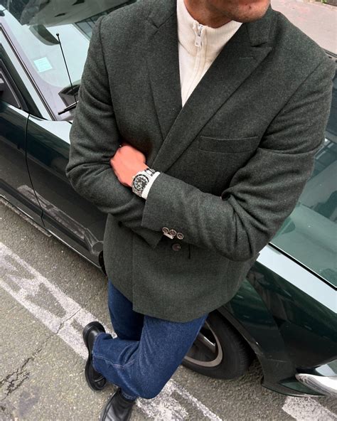 Green Blazer with Sweater and Jeans | Hockerty