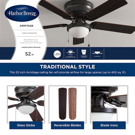 Harbor Breeze Armitage 52-in Bronze with Toffee/Cocoa Blades LED Indoor ...