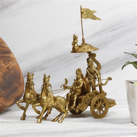 Buy Idol Collections Brass Krishna Arjun rath Idol Statue, Height : 19 ...