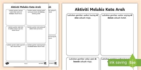 Lembaran Kerja-Aktiviti Melukis Kata Arah-Latihan Kata Arah