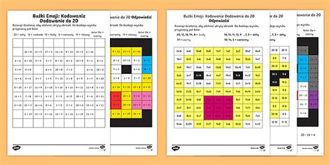 😊 Kodowanie: Dodawanie i Odejmowanie do 20 (Buźki Emoji)