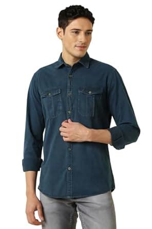 Allen Solly Men's Solid Regular Fit Shirt (ALSFACUFS32827_Navy : Amazon ...