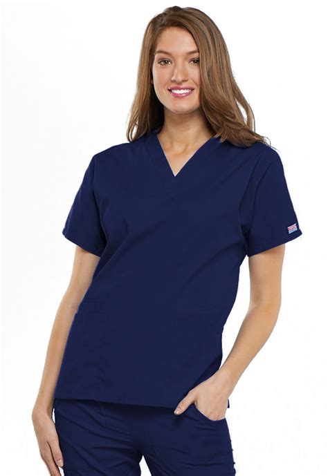 Cherokee Workwear Scrubs Top for Women V-Neck Plus Size 4700, 2XL, Navy ...