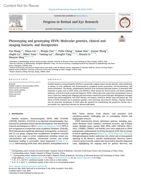 Phenotyping and genotyping FEVR: Molecular... : Progress in Retinal and ...