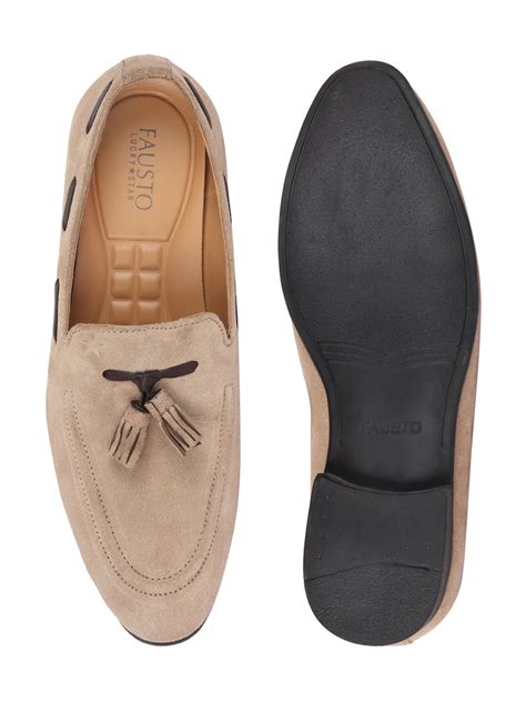 Shop Men Cheeku Suede Leather Casual Tassel Loafer Shoes Online