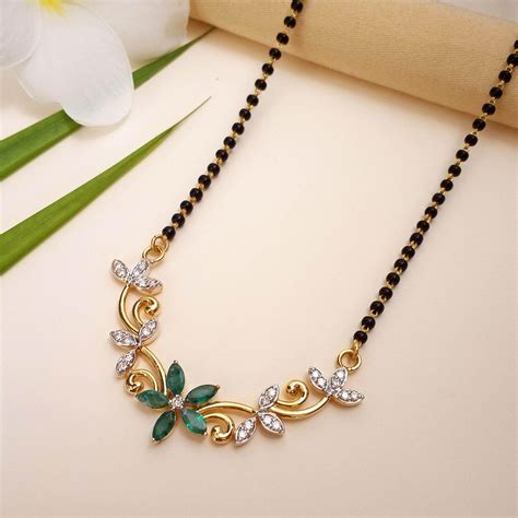 Buy Green Jasmine Diamond Mangalsutra 18 KT yellow gold (7.09 gm ...