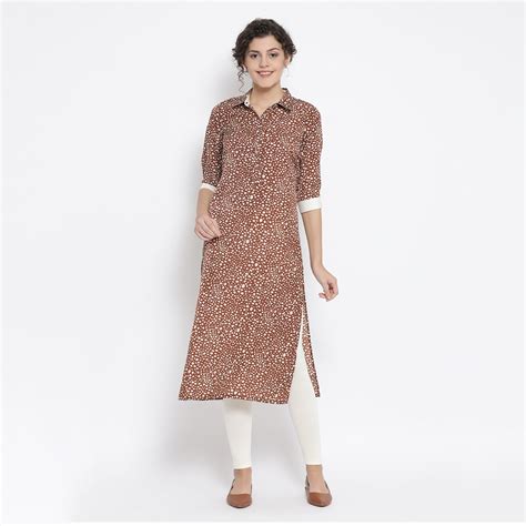 Brown Animal Print Kurta