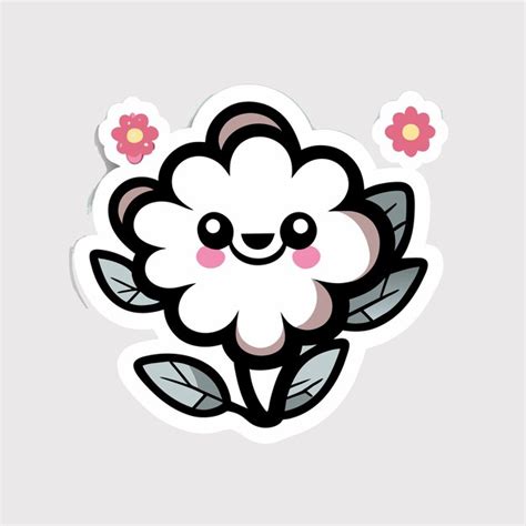 Flower cartoon character hand drawn flat stylish sticker icon concept ...