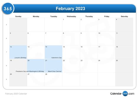 Resultado de imagen de february 2023 kalender