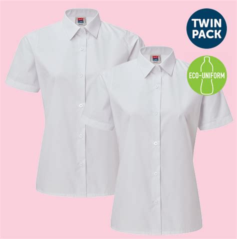 Girls White Short Sleeve School Shirts (2pk) - Victoria 2 Schoolwear