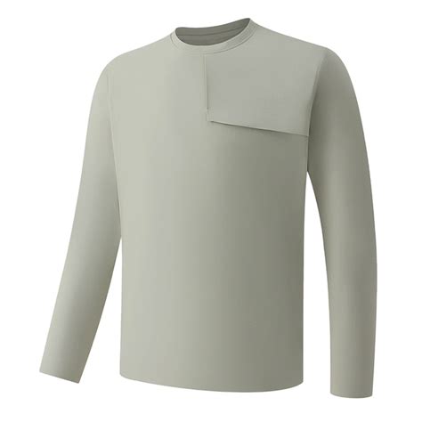 Aobny Long Sleeve Workout Shirts for Men Quick Dry Green Crew Neck T-Shirts Pullover Plain Mens ...