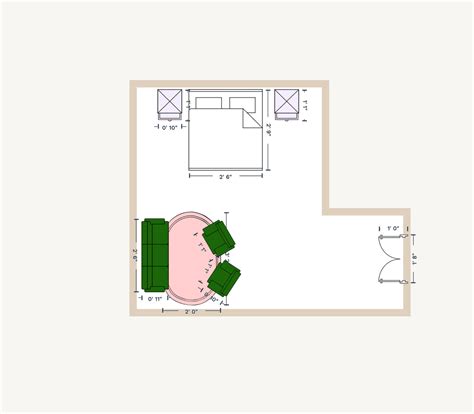 Small L-shaped bedroom layouts and floor plan ideas.