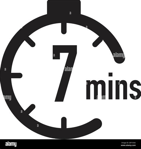 7 minutes timer, stopwatch or countdown icon. Time measure. Chronometr ...