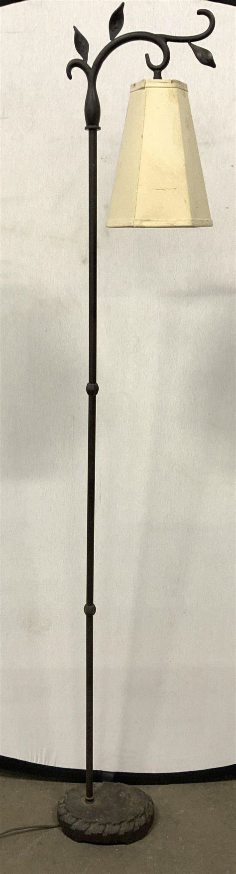 At Auction: Vintage Iron Floor Lamp W Shade