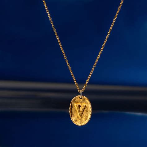 18KT Gold Plated Sterling Silver Personalised Embossed Initial pendant ...