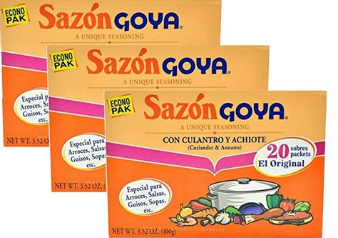 Goya Sazon Seasoning Coriander & Annatto, 20 Packets (Pack of 3 ...