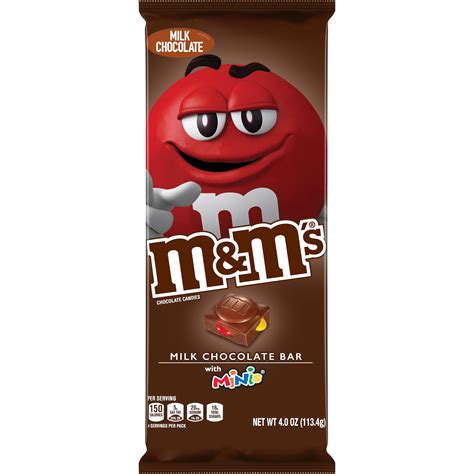 M&M'S Milk Chocolate Candy Bar, Chocolate Bar with Minis, 4 Oz ...