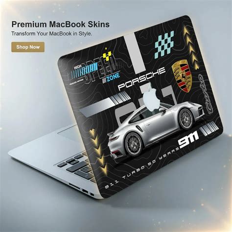 Silver Porsche 911 Turbo S Black Topographic Speed Zone Design Laptop ...