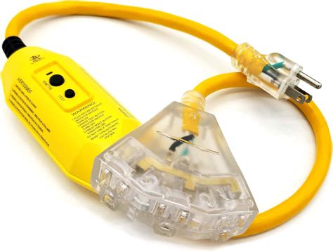 3 ft - GFCI 12 Gauge Heavy Duty Extension Cord - 3 Outlet SJTW - Indoor ...