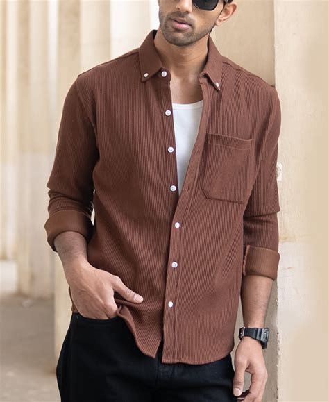 Cocoa Brown Regular Fit Full Sleeve Shirt – Powerlook
