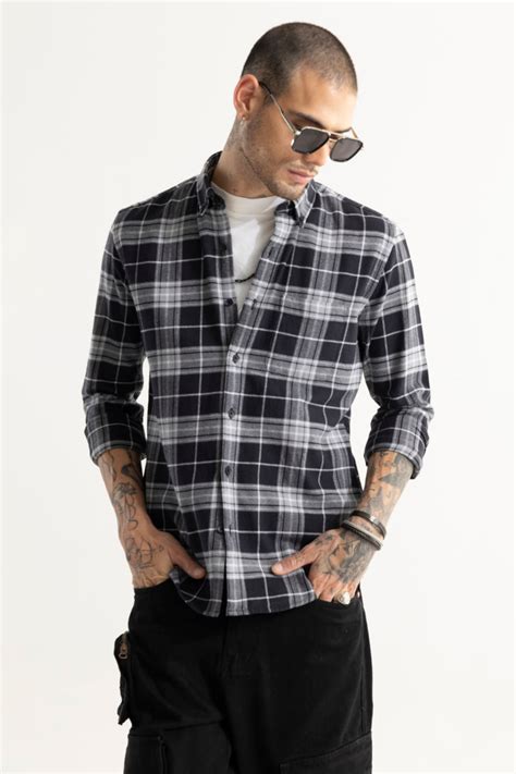 Buy Men's Cannon Checks Grey Shirt Online | SNITCH
