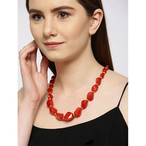 Buy Carlton London Red Gold-Plated Beaded Necklace Online