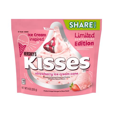 HERSHEY'S, KISSES Strawberry Ice Cream Cone flavored Candy, Share Pack ...