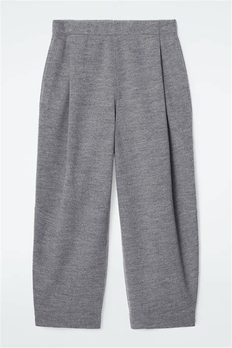 COS Boiled-Wool Barrel-Leg Trousers in GREY MÉLANGE | endource