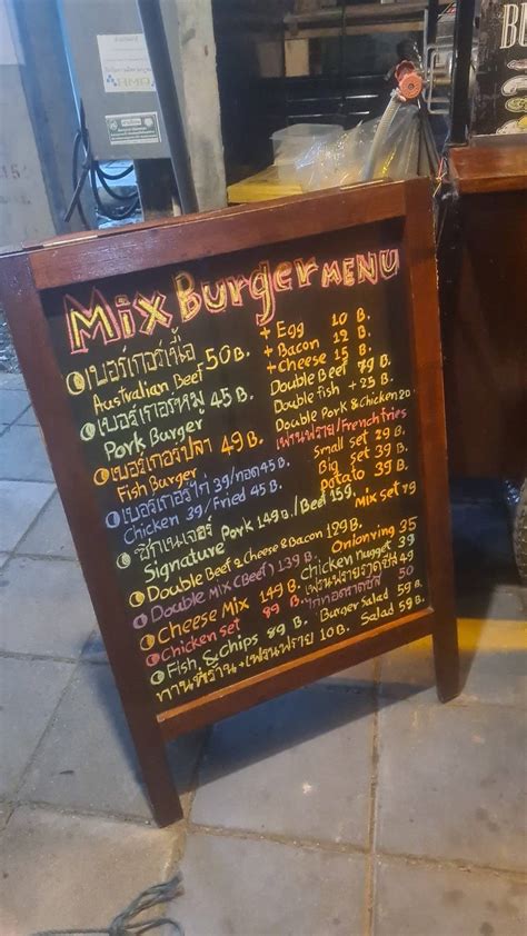 Menu at Mix burger & steak restaurant, Chalong