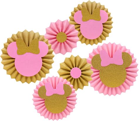 Pink and Gold Glitter Minnie Tissue Paper Fans | Ubuy India