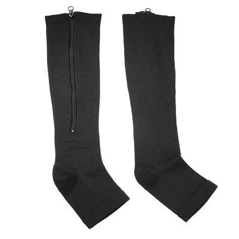 Compression Socks Sports Calf Knee Support Open Toe Knee Length Zipper ...