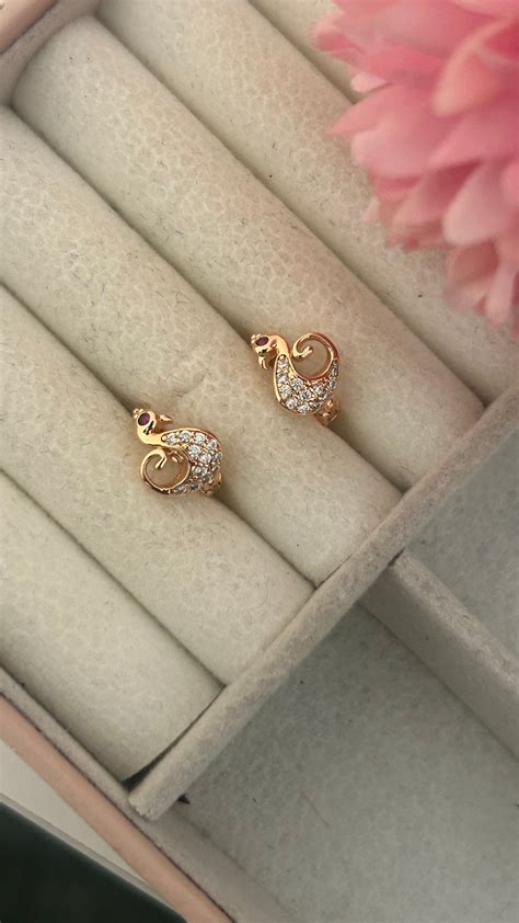 "Crystal Studded rose gold Peacock Hoops for Women" – Fashion Mantra ...