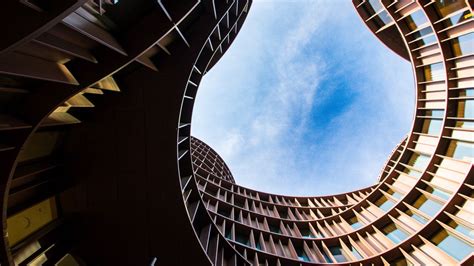 Wallpaper building, bottom view, facade, sky, architecture, windows hd ...