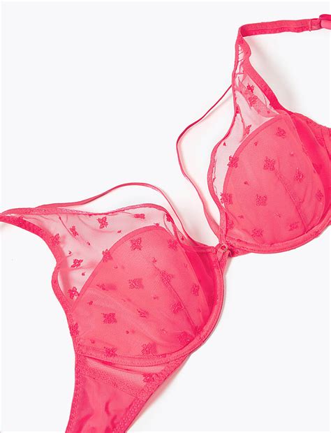 Buy Embroidered Mesh Underwired Plunge Bra at Marks & Spencer