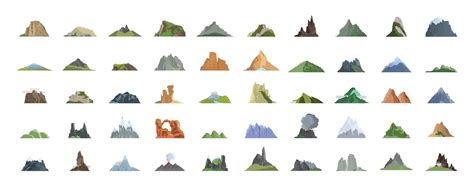 Collection of mountains, hills and landscapes. | Premium Vector