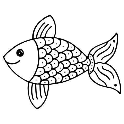 Fish coloring page for kids eps file and image | Premium Vector