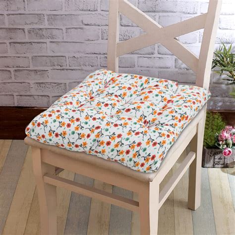 Kuber Industries Flower Printed Microfiber Square Chair Pad Seat ...