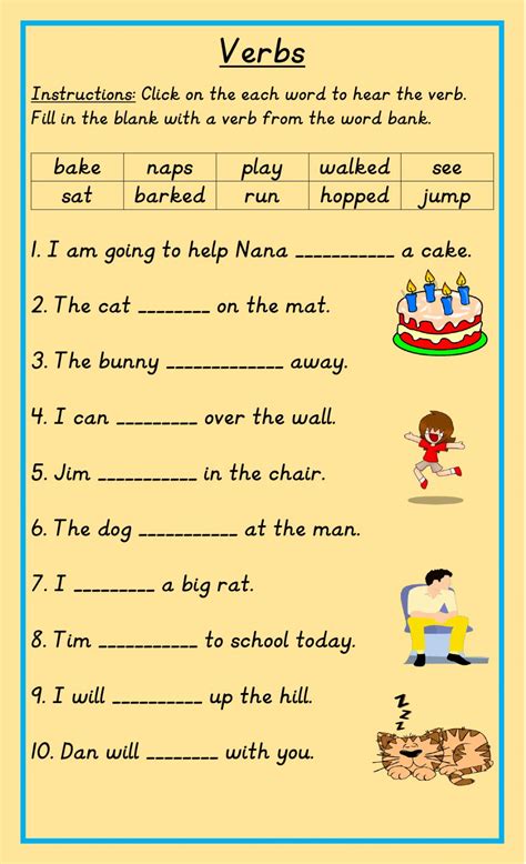Verbs in Sentences worksheet