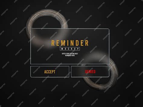 Premium PSD | Reminder notification interface glass morphism mockup