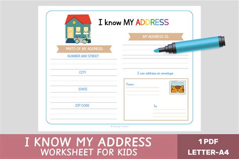I Know My Address Worksheet for Kids Graphic by Let´s go to learn! · Creative Fabrica