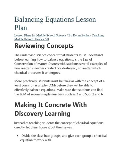 Free Science Lessons How to Balance Equations 的图像结果