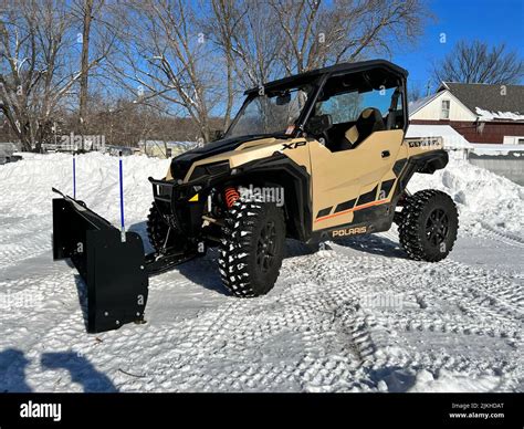 2021 Polaris General XP 1000 with KFI 72" Pro Poly Snow Plow, Rochester, USA Stock Photo - Alamy