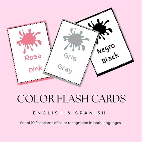 Spanish & English Color Flashcards Printable Colors Bilingual Homeschool Basic Learning Digital ...